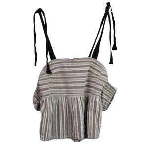 Moon River Blouse XS Womens Off Shoulder Babydoll Fringe Cottage Core Boho Fest